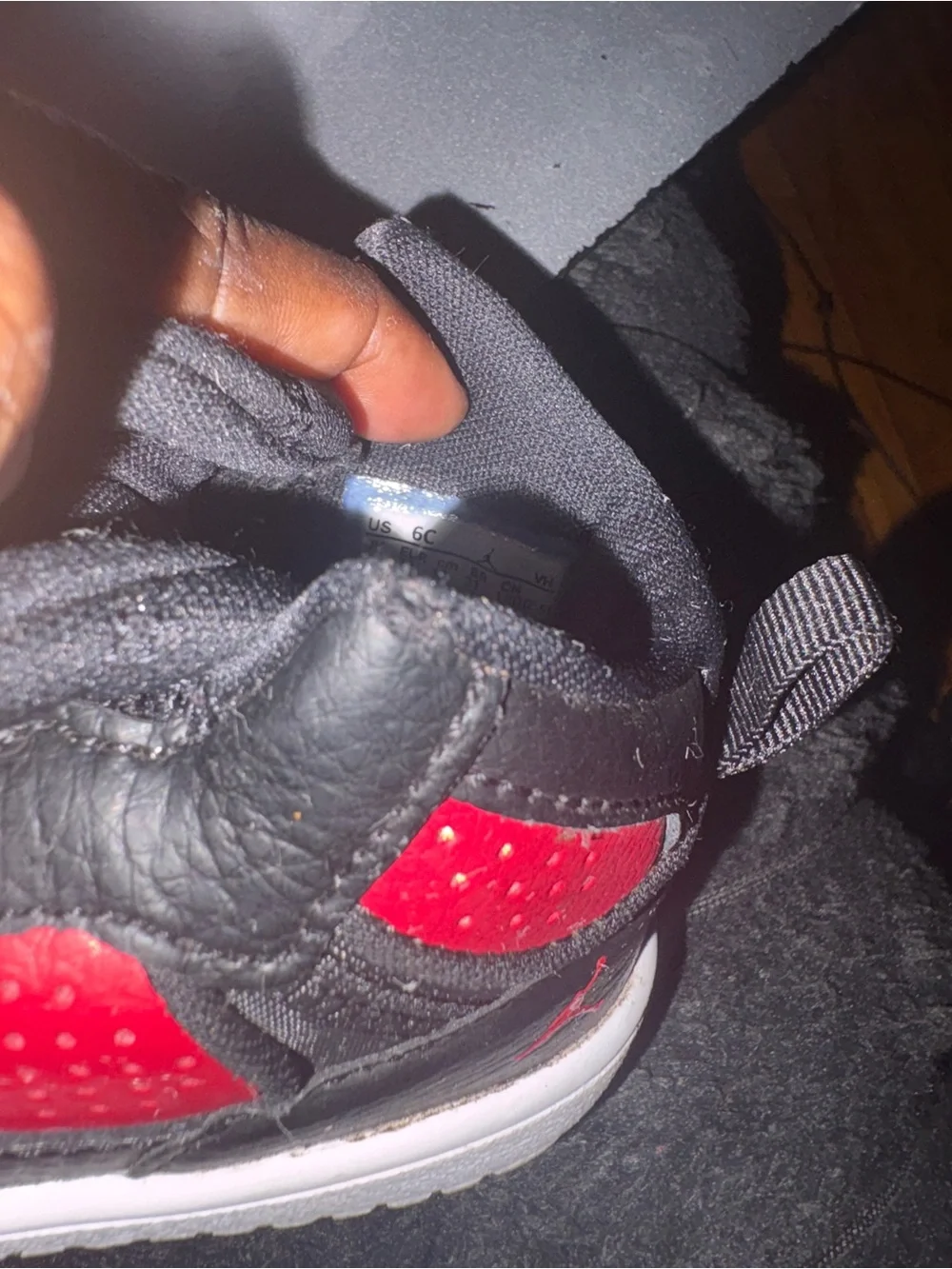 Jordan Kids Black and Red High-Top Sneakers